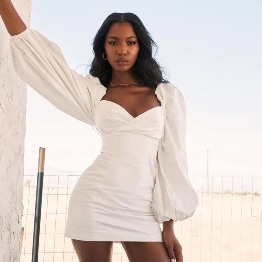 House Of CB J´adore Cotton Puff Sleeve Mini Dress